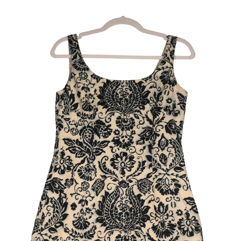 Tommy Bahama Pencil Dress Womens 6 Blue Cream Batik Cotton Silk Blend Lined Boho - Picture 3 of 11